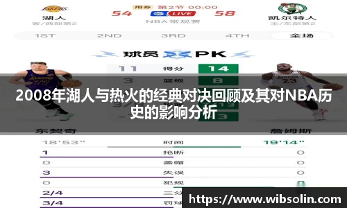 2008年湖人与热火的经典对决回顾及其对NBA历史的影响分析